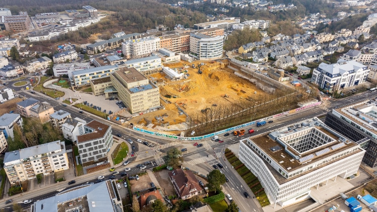 Photo aérienne du chantier du nouveau CHL Centre